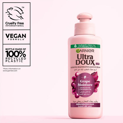 Garnier Ultra Doux Grape Moisture hair care product on a white background