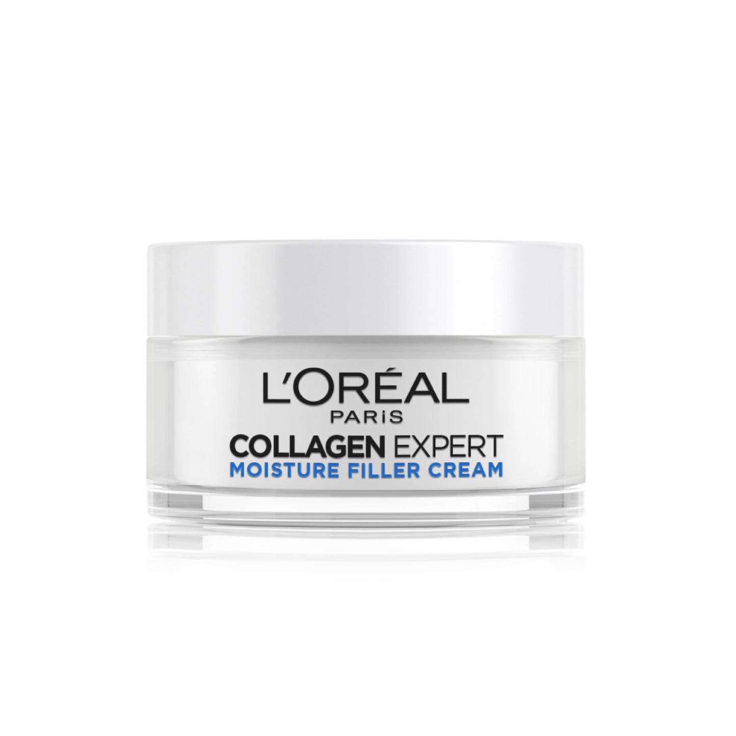 L'Oreal Paris Collagen Expert moisture filler cream jar on a white background