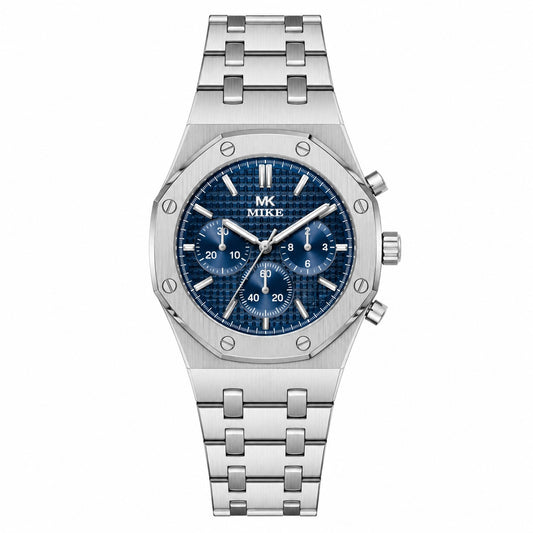 Mike Executive Silver & Blue Watch Unisex - 8894M