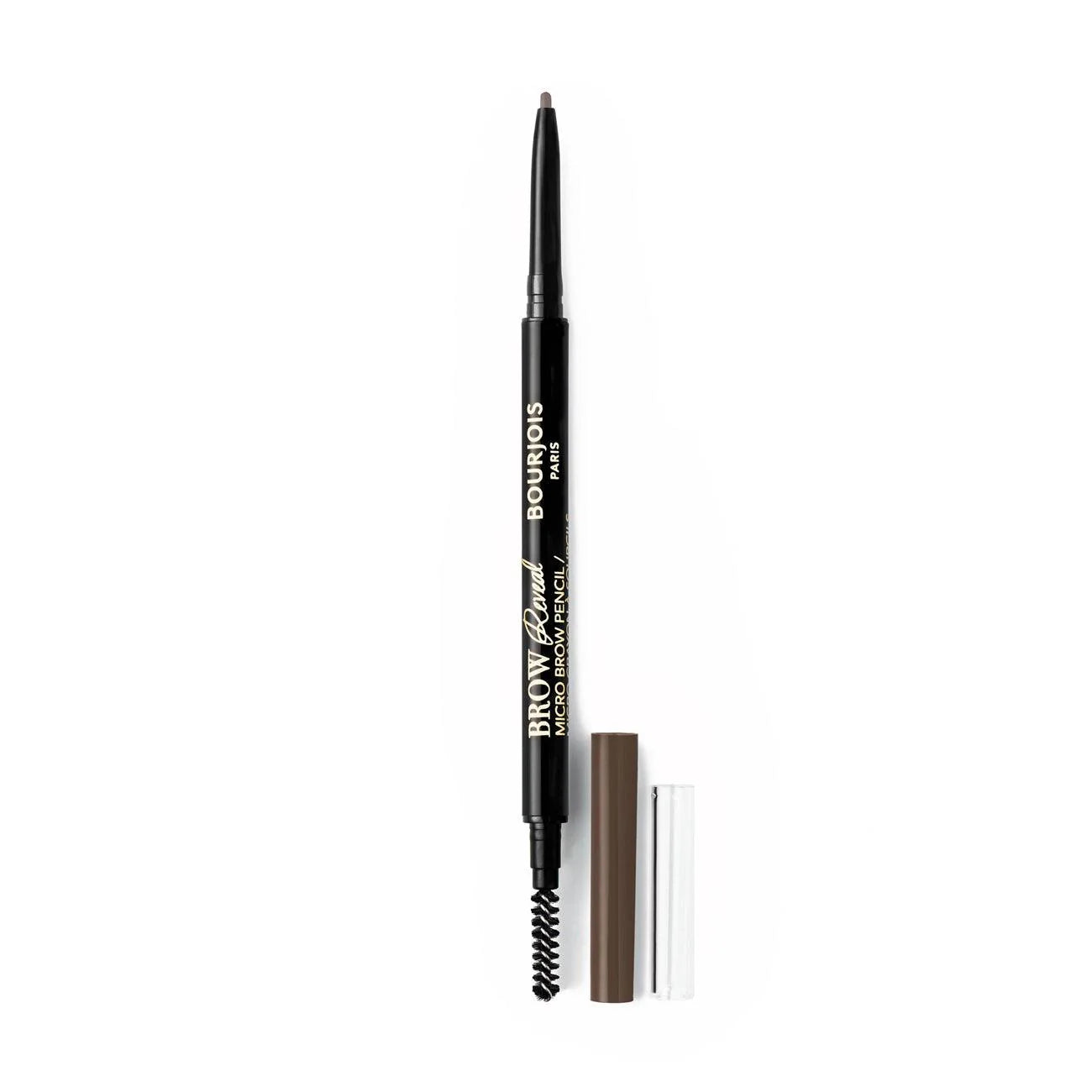 Bourjois Micro Brow eyebrow pencil with cap and brush on a white background