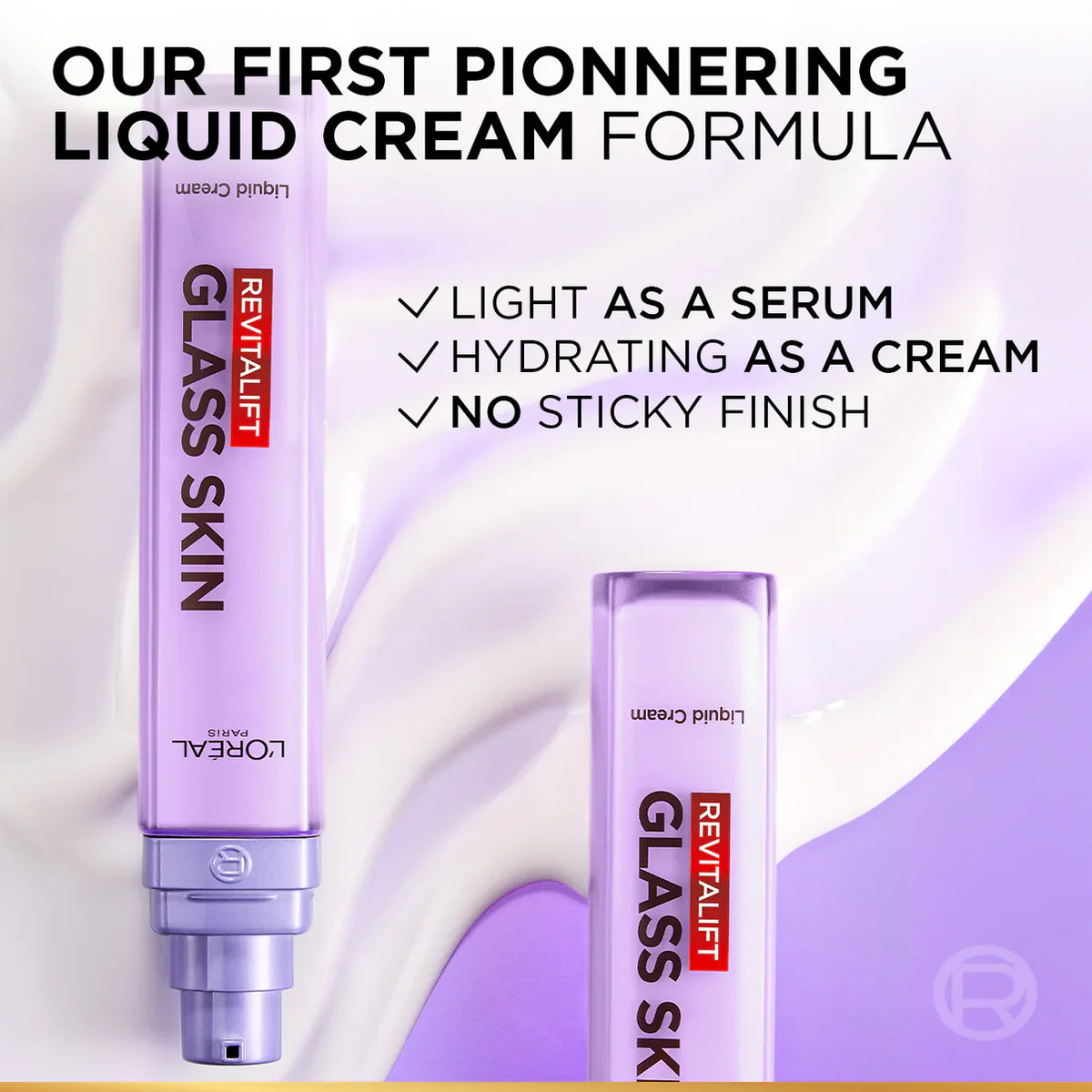 L'oréal Revitalift Glass Skin Liquid Cream: 1 Drop For 100H Glowing Hydration With Hyaluronic Acid & Vitamins B3+B5+C For Dewy, Plumped Glass Skin - 15ML