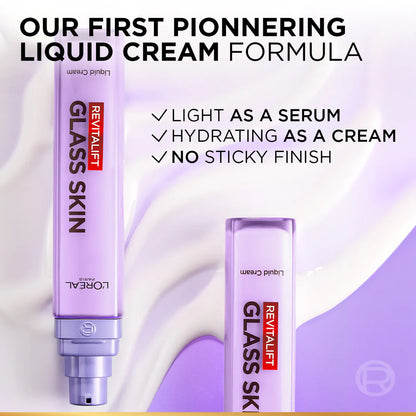 L'oréal Revitalift Glass Skin Liquid Cream: 1 Drop For 100H Glowing Hydration With Hyaluronic Acid & Vitamins B3+B5+C For Dewy, Plumped Glass Skin - 15ML