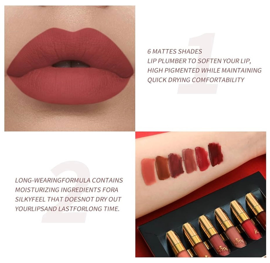 BestLand Matte Liquid Lipstick Set - Non-Stick, Waterproof, Long-Lasting Shades - 6 PCS