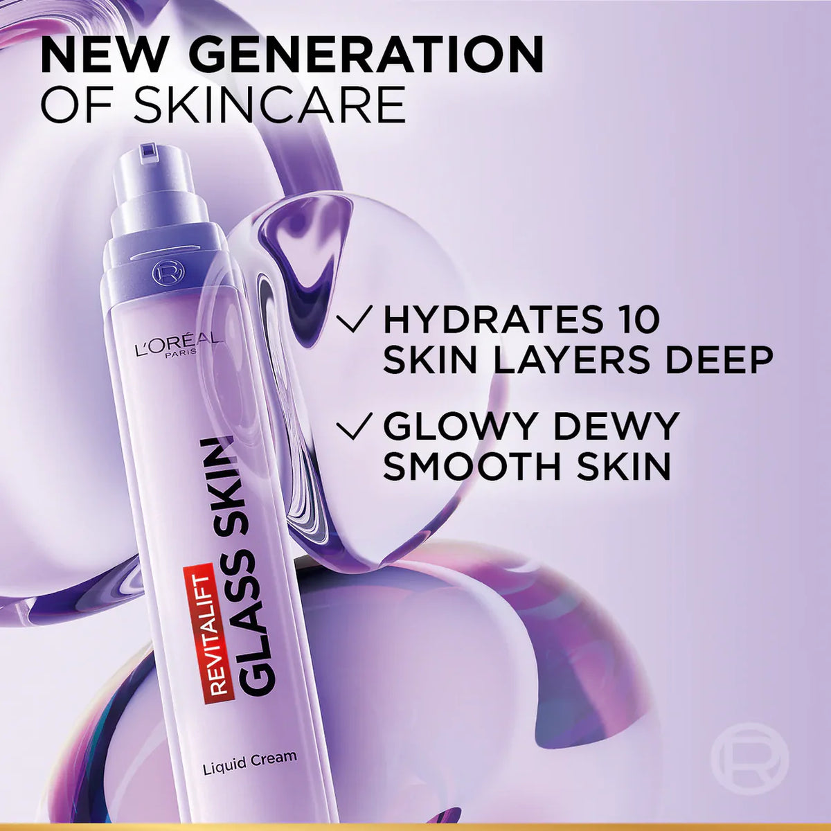 L'oréal Revitalift Glass Skin Liquid Cream: 1 Drop For 100H Glowing Hydration With Hyaluronic Acid & Vitamins B3+B5+C For Dewy, Plumped Glass Skin - 15ML