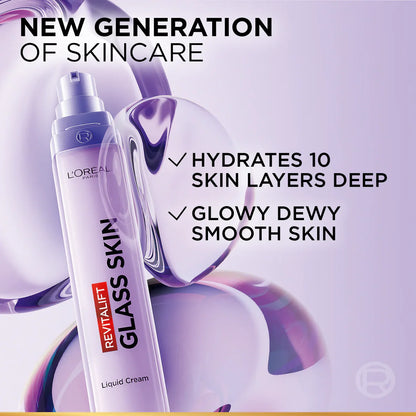 L'oréal Revitalift Glass Skin Liquid Cream: 1 Drop For 100H Glowing Hydration With Hyaluronic Acid & Vitamins B3+B5+C For Dewy, Plumped Glass Skin - 15ML