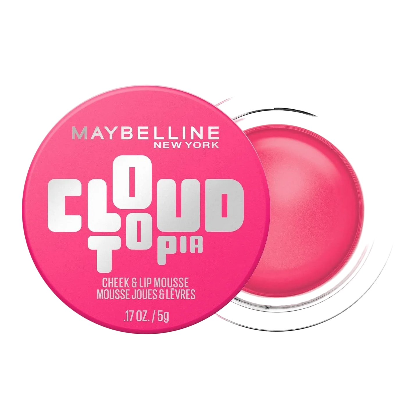 Maybelline Cloudtopia cheek and lip mousse container on a white background
