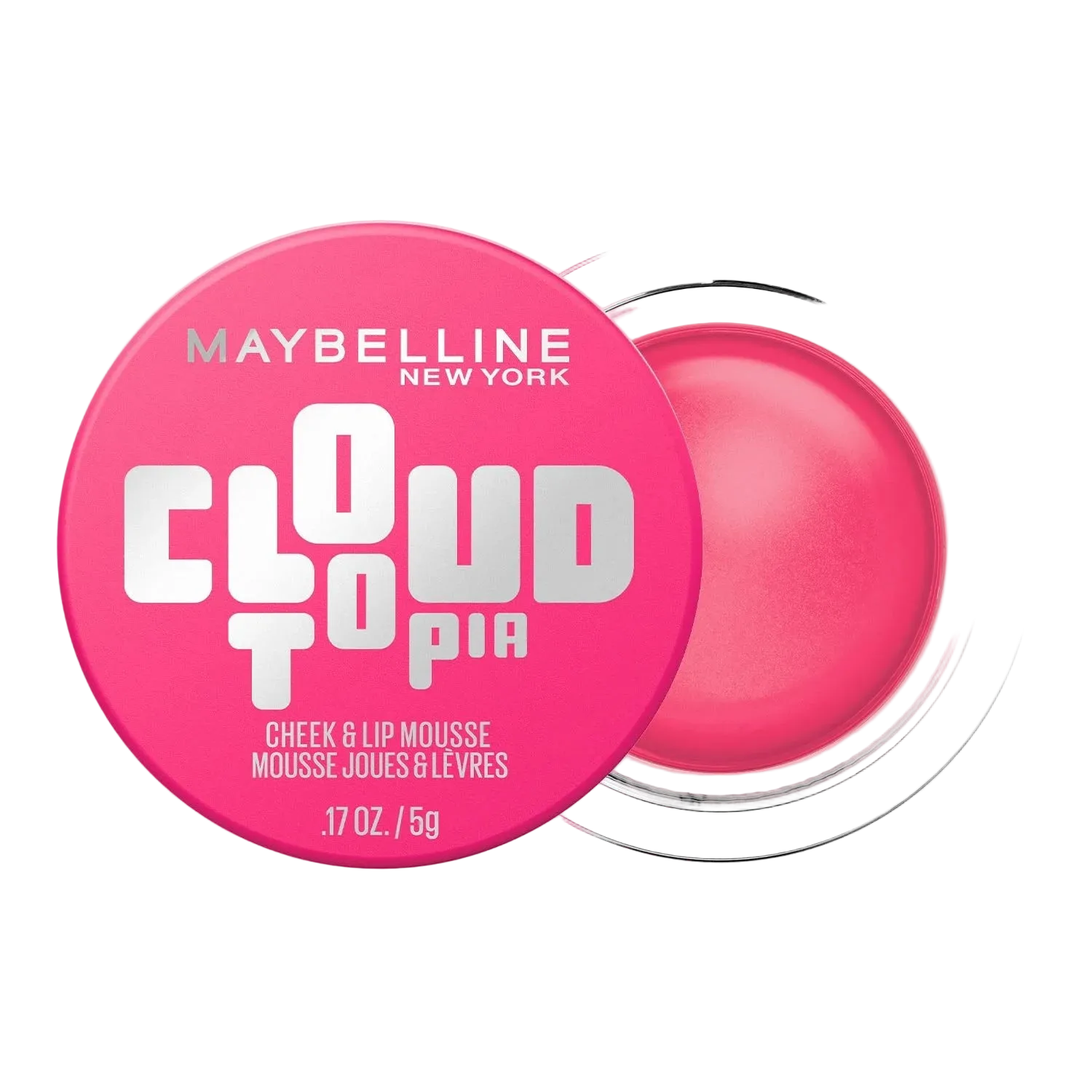 Maybelline Cloudtopia cheek and lip mousse container on a white background