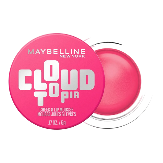 Maybelline Cloudtopia cheek and lip mousse container on a white background