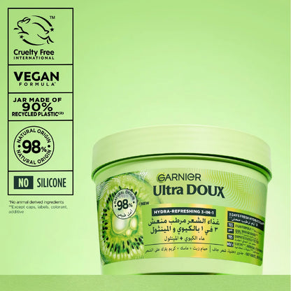 Garnier Ultra Doux Hair Food Kiwi Hydrating Hair Mask for Oily Roots & Dry Hair - 390 ML