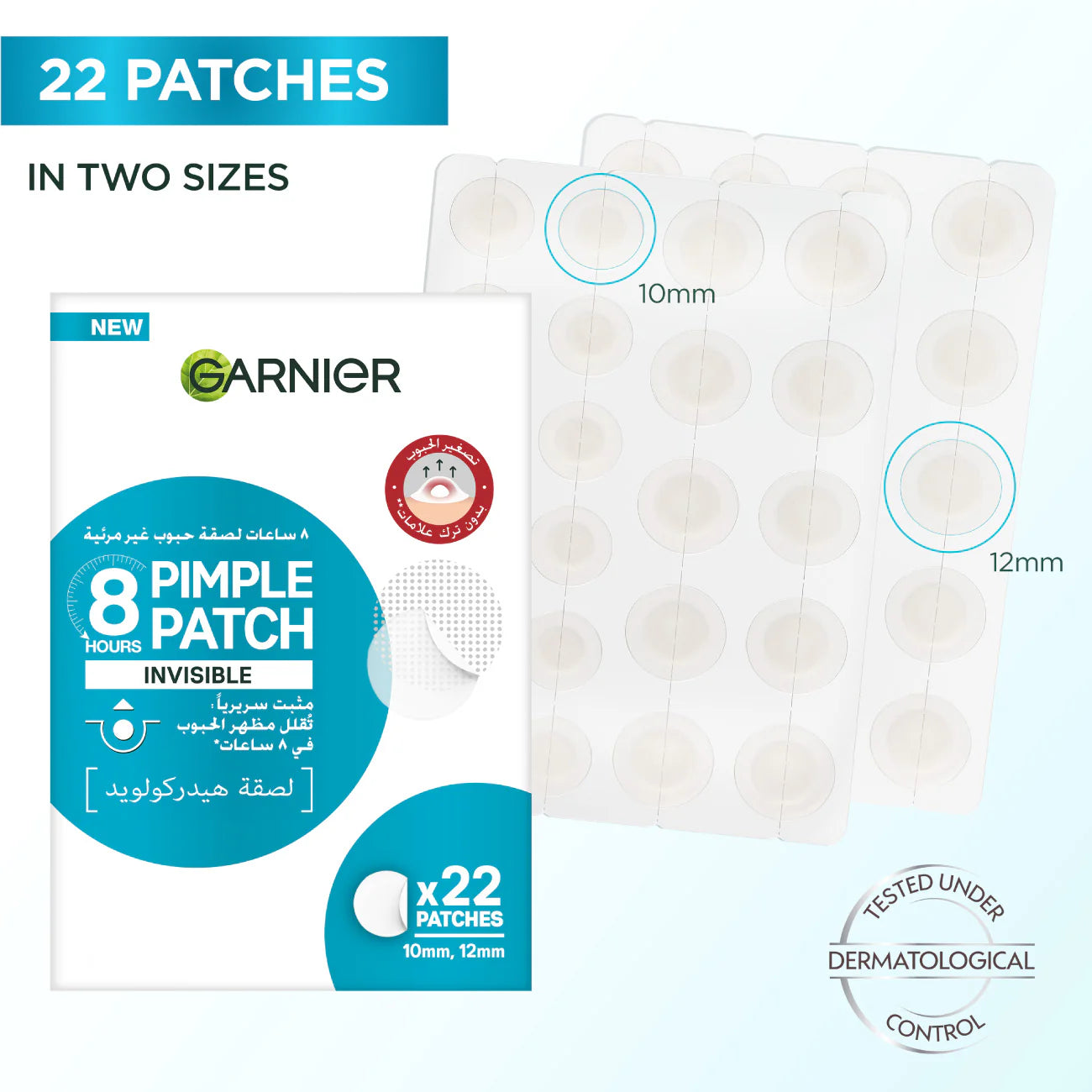 Garnier Pure Active 8H Invisible Hydrocolloid Face Pimple Patch - 22 Patches & 2 sizes