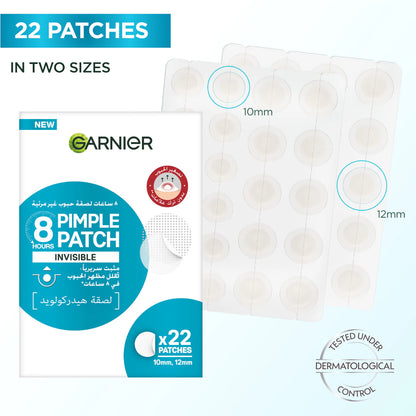 Garnier Pure Active 8H Invisible Hydrocolloid Face Pimple Patch - 22 Patches & 2 sizes