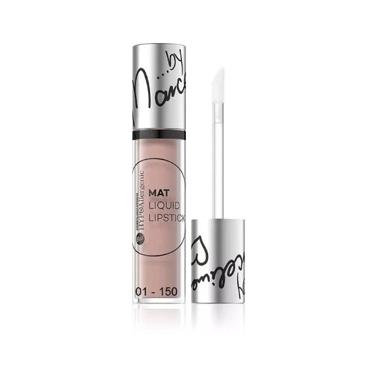 A tube of Bell Hypoallergenic liquid lipstick, shown next to its applicator wand on a clean white background.