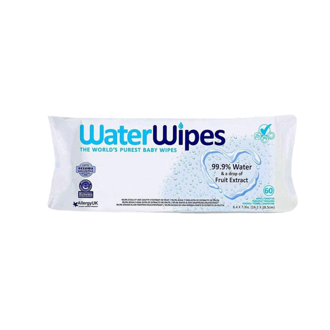 Baby Water Wipes - Unscented 99.9% Water Based Wipes - 1 Pack- 60 wipes