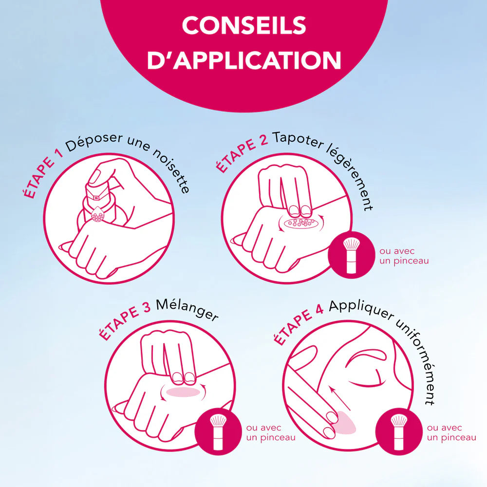 Step-by-step application guide with icons and text on a light blue background