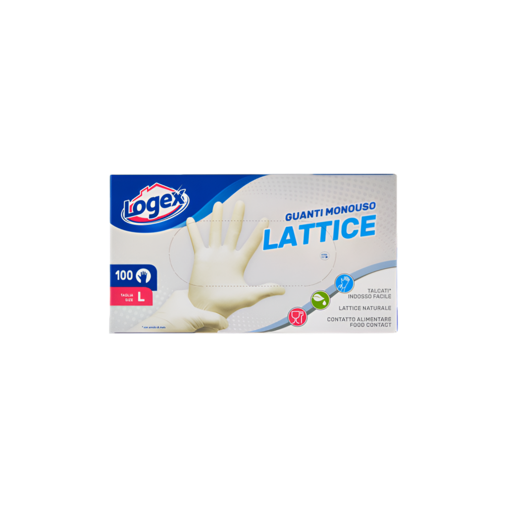 Logex - 100 Disposable Latex Gloves - 3 Sizes - Easy Wear