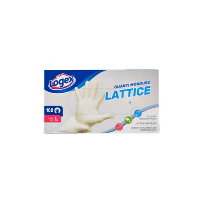 Logex - 100 Disposable Latex Gloves - 3 Sizes - Easy Wear