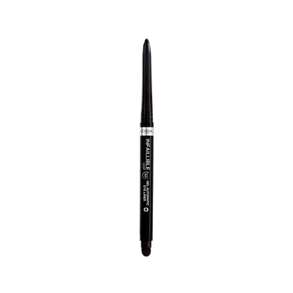 Black eyeliner pencil with 'Infallible' branding on a white background