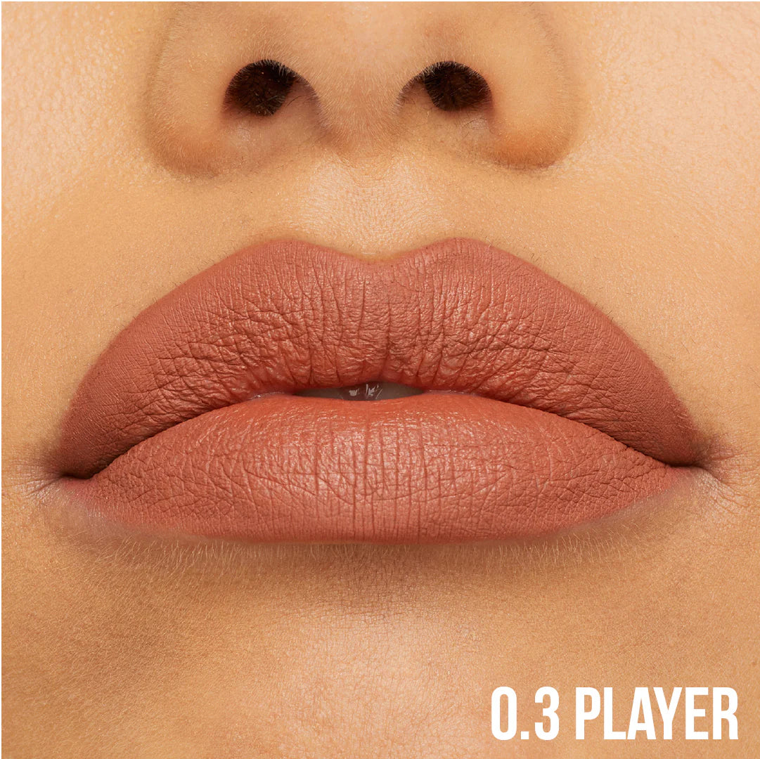 Close-up of a person's lips wearingMaybelline Lifter Liner Lip Liner With Hyaluronic Acid with '0.3 PLAYER' shade.