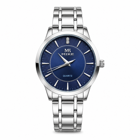 Mike Elegant Watch For Men - Silver And Navy