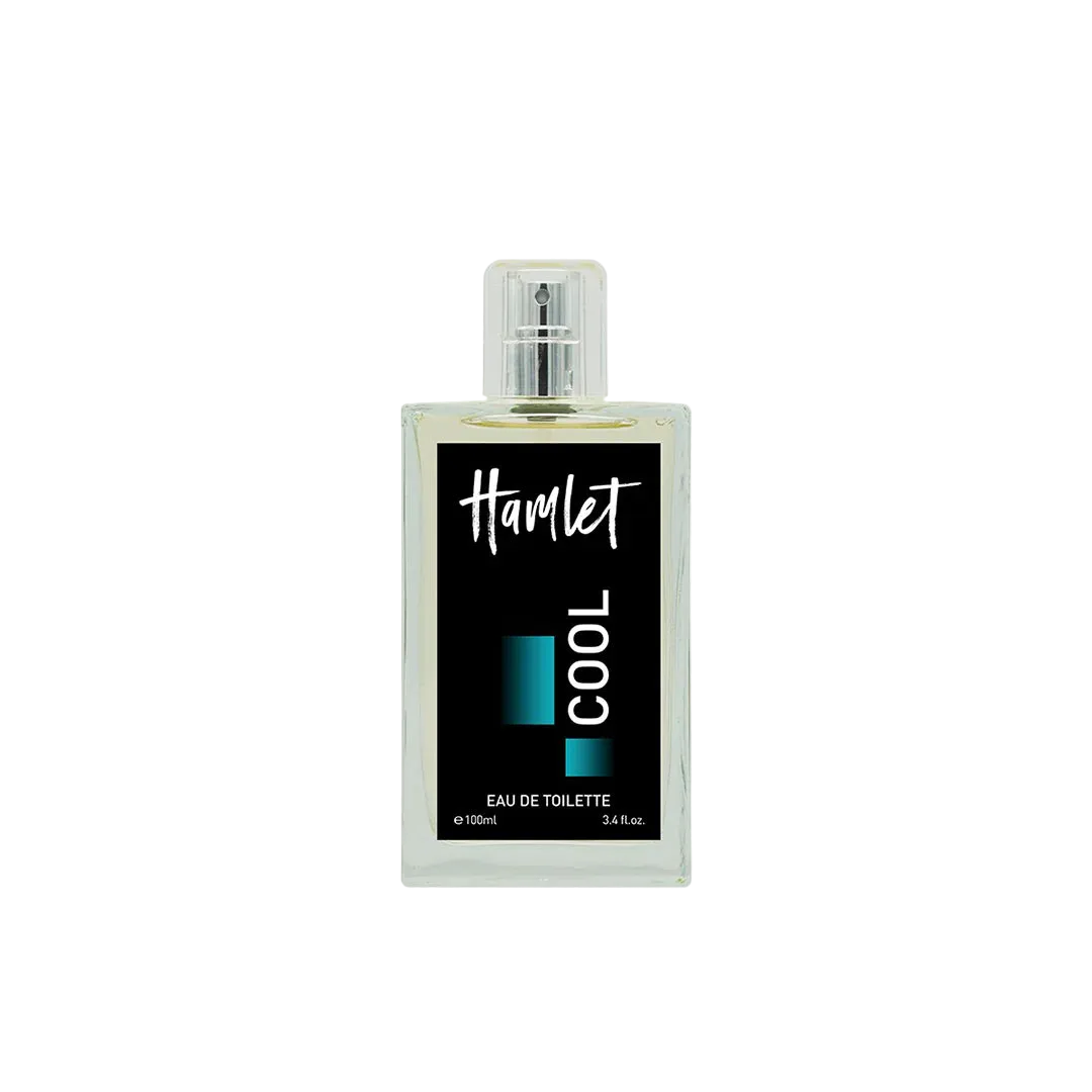 Perfume bottle labeled 'Hamlet Cool' on a white background