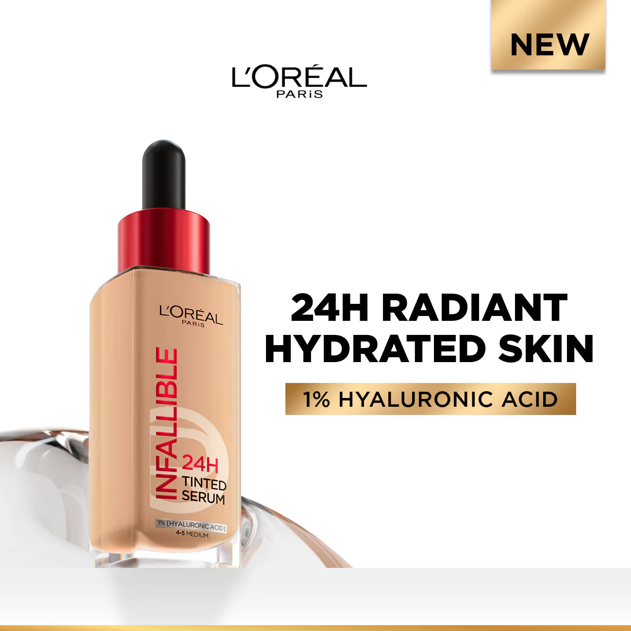 L'Oréal Paris Infallible 24H Tinted Serum Foundation - Light To Medium Coverage- 30ml - 5 Co