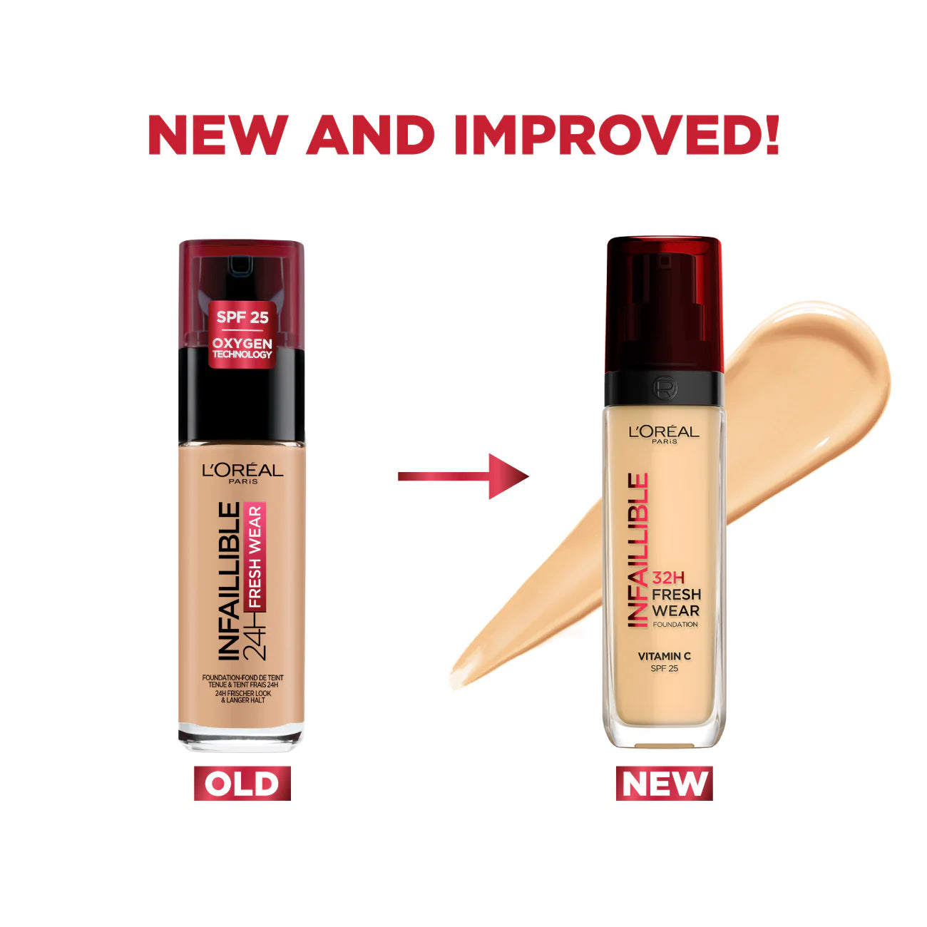L’Oréal Paris Infallible 32H Fresh Wear Foundation - Vitamin C - SPF25 - 8 Colours