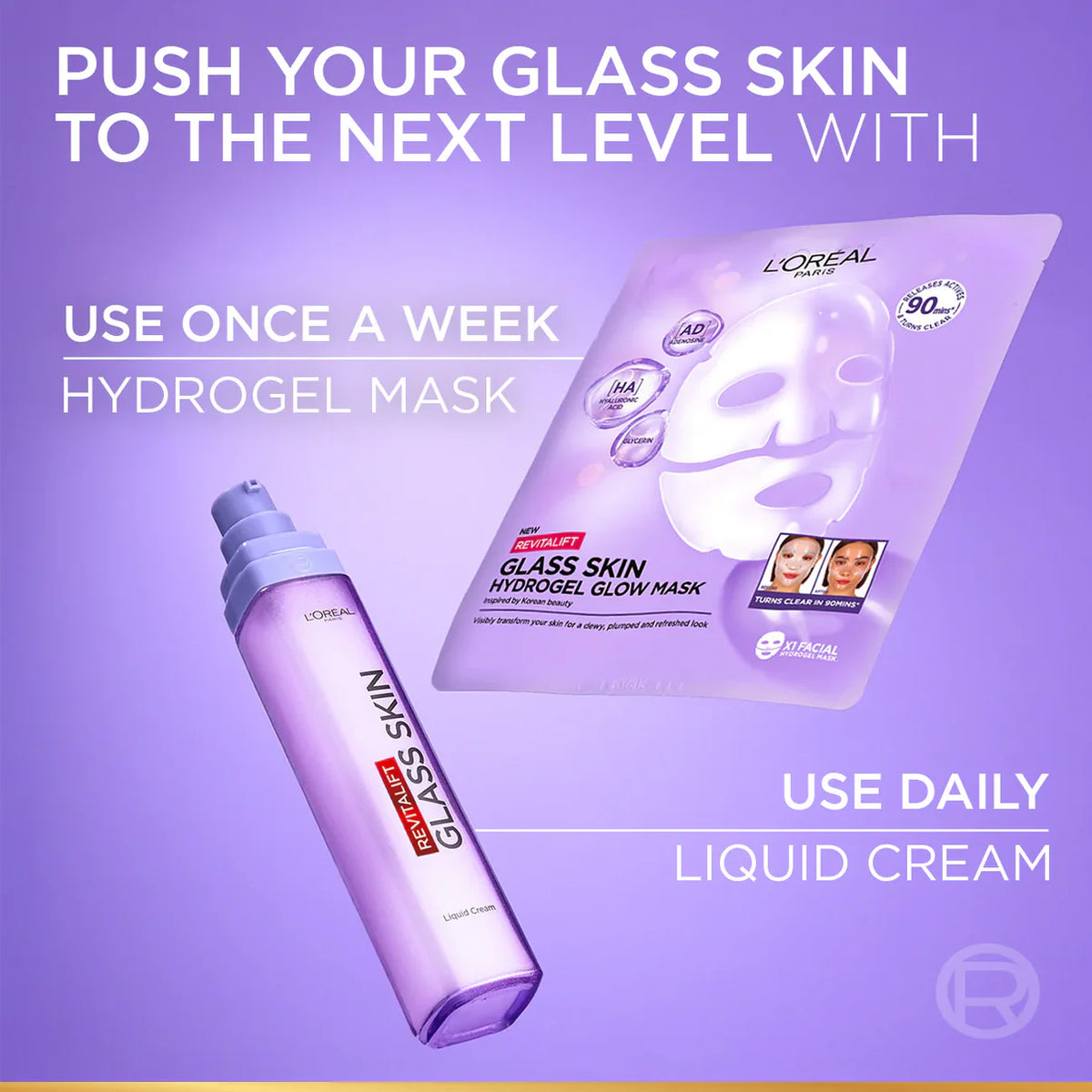 L'oréal Revitalift Glass Skin Liquid Cream: 1 Drop For 100H Glowing Hydration With Hyaluronic Acid & Vitamins B3+B5+C For Dewy, Plumped Glass Skin - 15ML