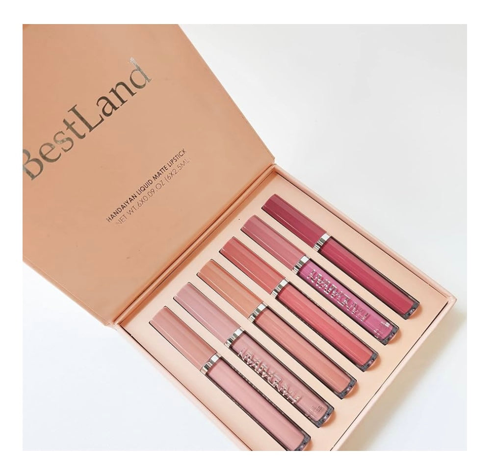 BestLand Matte Liquid Lipstick Set, Long-Lasting Wear, Non-Stick Cup, Waterproof, Lip Gloss - 6 PCS