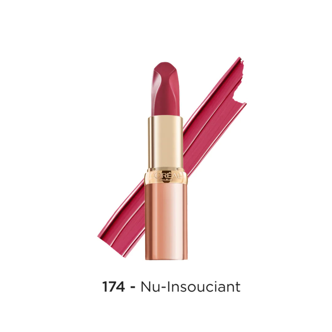 Lipstick with gold cap and red shade on a white background