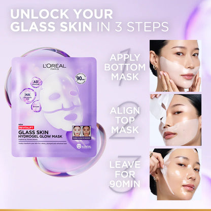 L'oréal Revitalift Glass Skin Hydrogel Glow Mask, Transform Your Skin For A Dewy, Plumped & Glass Skin In Only 90 Minutes