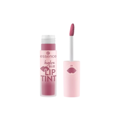 Essence hydra kiss Lip tint with applicator and packaging on a white background