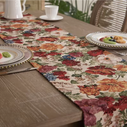 Table Runners Dyed Flower With Tassels