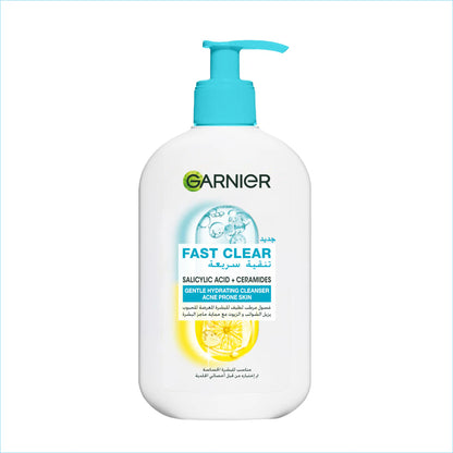 Garnier Fast Clear Gentle Hydrating Face Cleanser & Wash - For Acne Prone Skin - 250ml