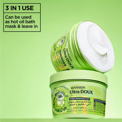 Garnier Ultra Doux Hair Food Kiwi Hydrating Hair Mask for Oily Roots & Dry Hair - 390 ML