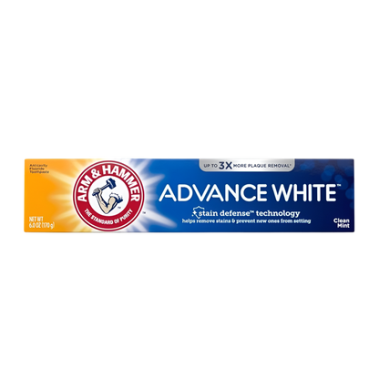 Arm & Hammer Advance White toothpaste tube on a white background