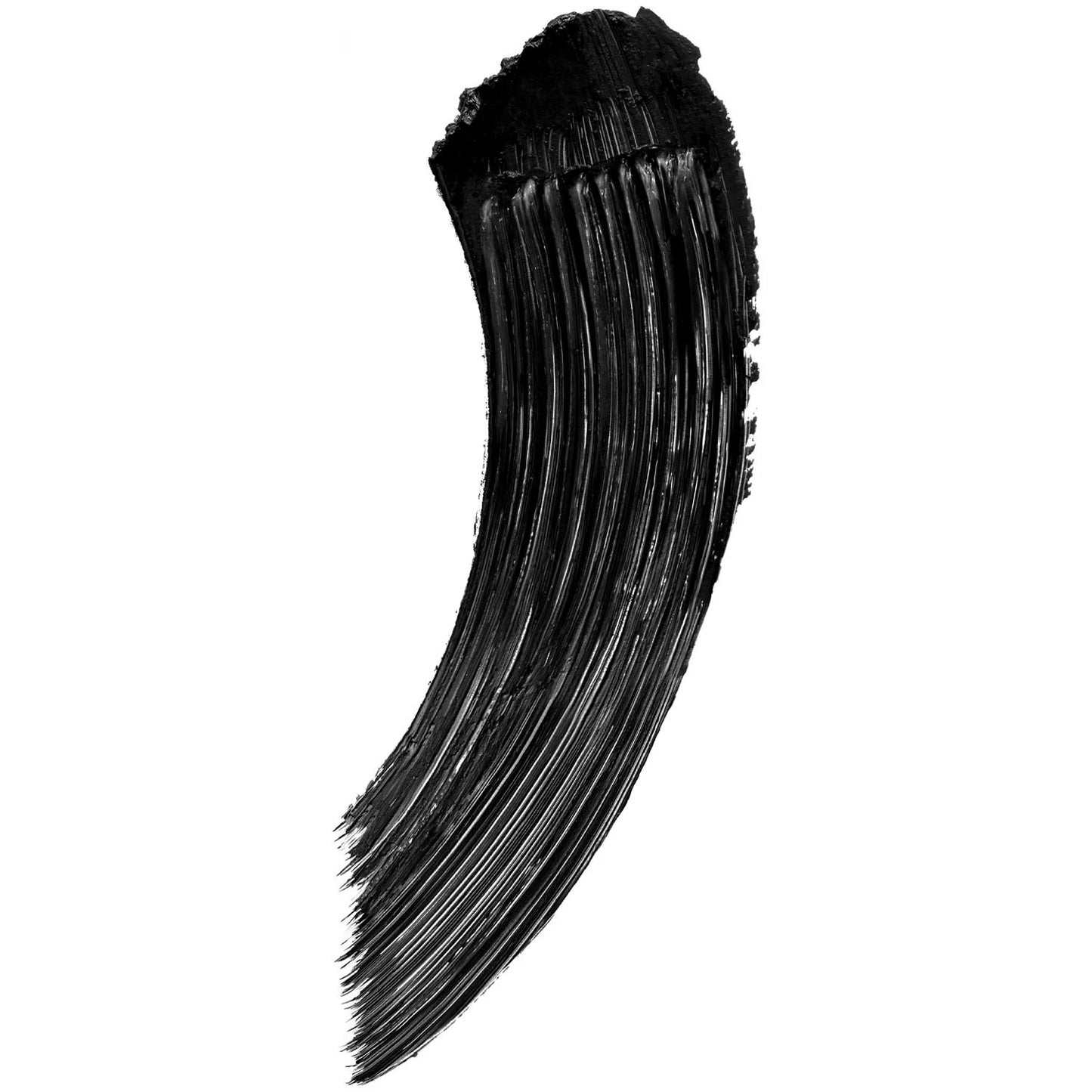 Black synthetic hair extension on a white background