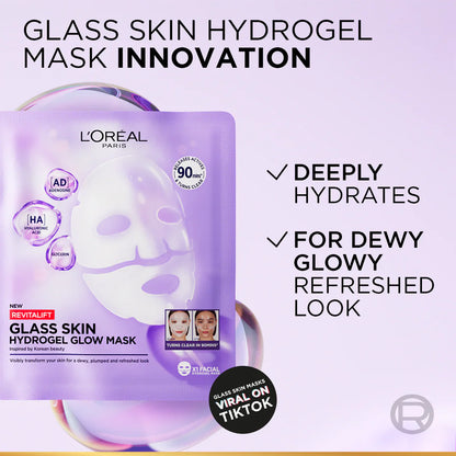 L'oréal Revitalift Glass Skin Hydrogel Glow Mask, Transform Your Skin For A Dewy, Plumped & Glass Skin In Only 90 Minutes