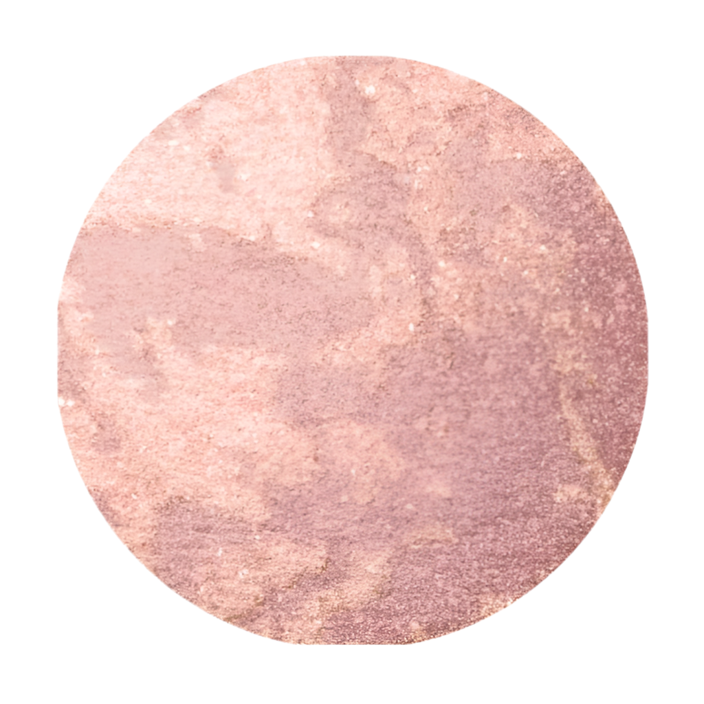 Round blush swatch with a pink-to-purple gradient on a white background