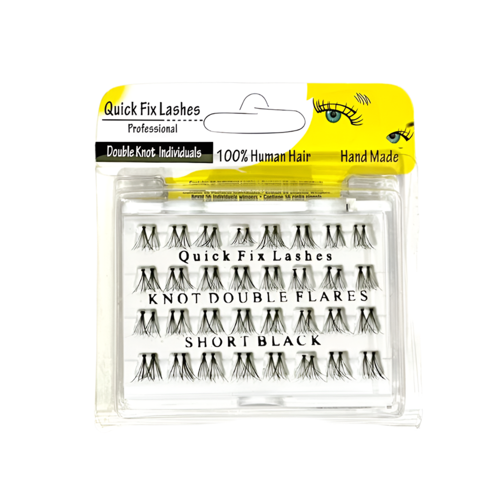 Quick Fix Eye Lashes Individuals Knot Double Flares - Short Black 5PLY