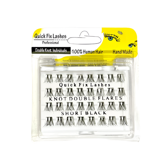 Quick Fix Eye Lashes Individuals Knot Double Flares - Short Black 5PLY