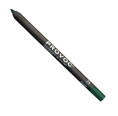 Green eyeliner pencil with 'PROVOC' branding on a white background