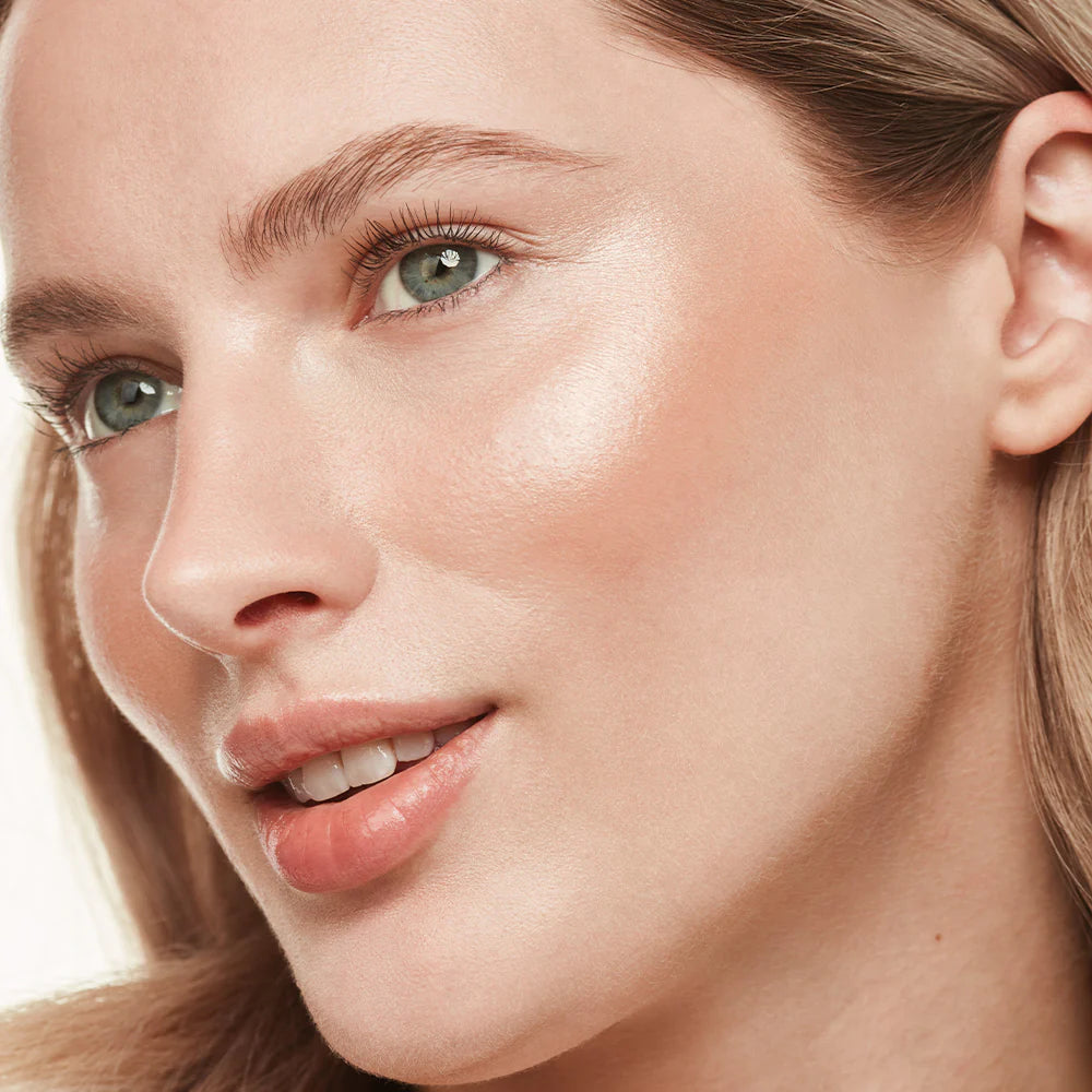 Close-up of a woman's face with a soft focus on her skin