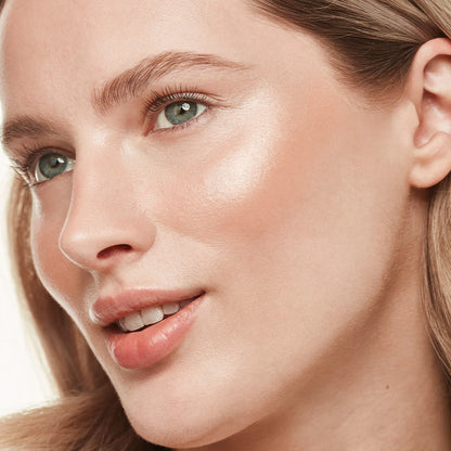 Close-up of a woman's face with a soft focus on her skin