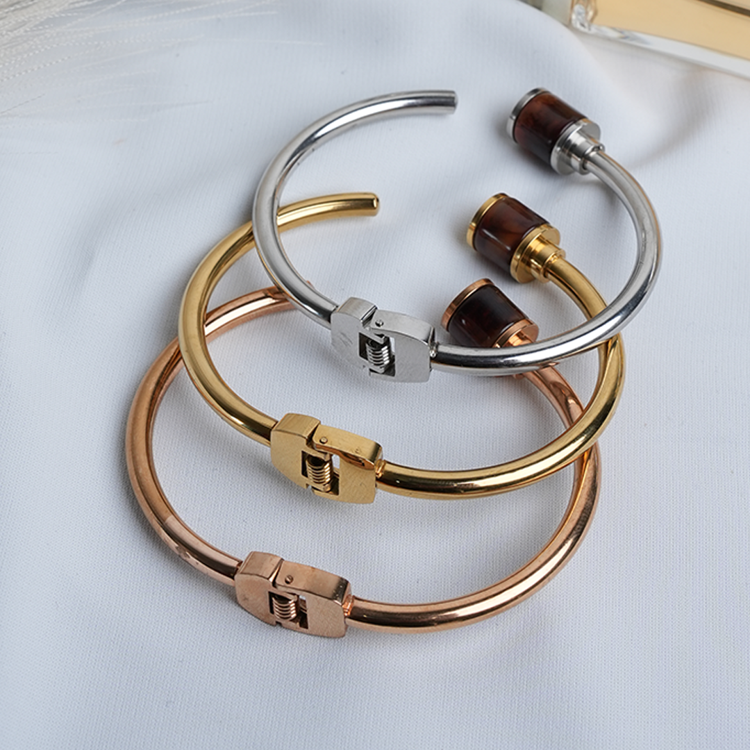 Barrel Hinged Cuff Bracelet - 1 Pcs