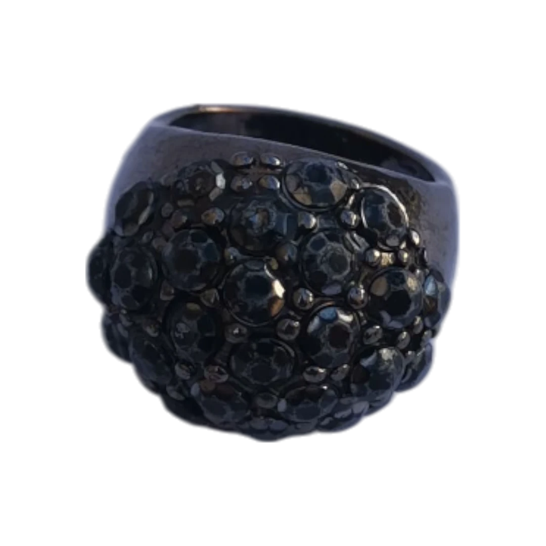 Black Dome Ring Acrylic Resin Sparkle