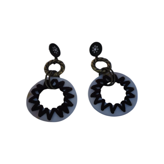 Black Big Drop Earrings