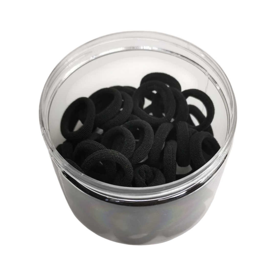 Black Hair Rubber Bands - 50 Pcs