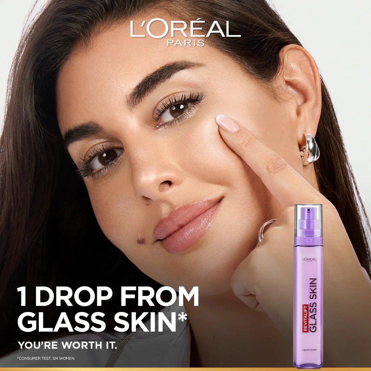 L'oréal Revitalift Glass Skin Liquid Cream: 1 Drop For 100H Glowing Hydration With Hyaluronic Acid & Vitamins B3+B5+C For Dewy, Plumped Glass Skin - 15ML