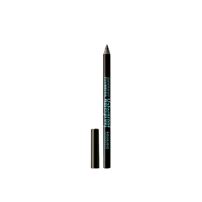 Black eyeliner pencil with visible brand name on a white background