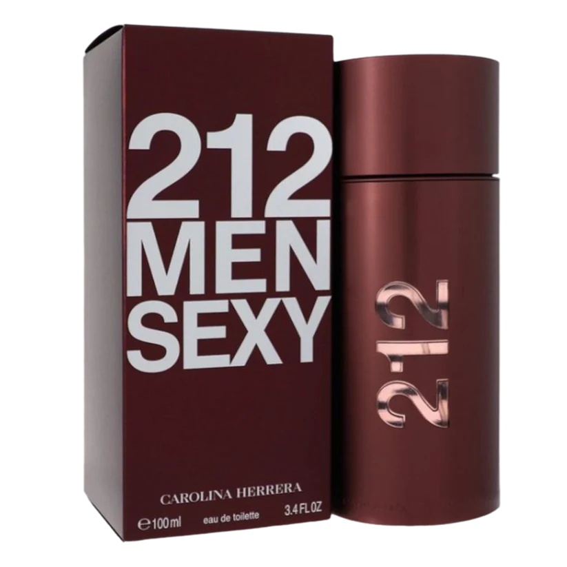Carolina Herrera 212 Sexy Men Eau De Toilette Pour Homme packaging and bottle, 100ml.